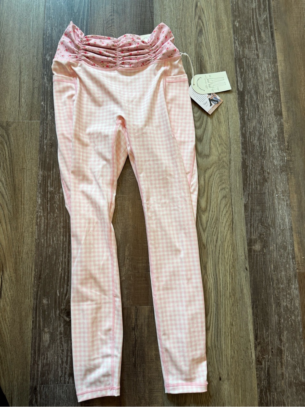 NWT Blogilates Pink Gingham High-Waist Pocket Leggings - Picture 4 of 6